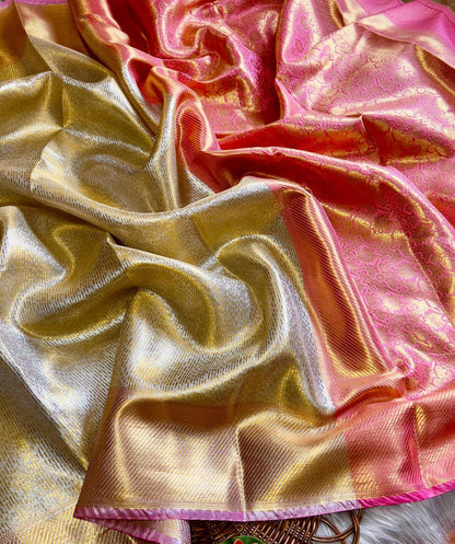 Banarasi Handloom Golden Tissue Zari Silk Saree