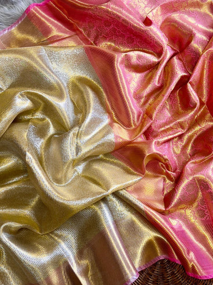 Banarasi Handloom Golden Tissue Zari Silk Saree
