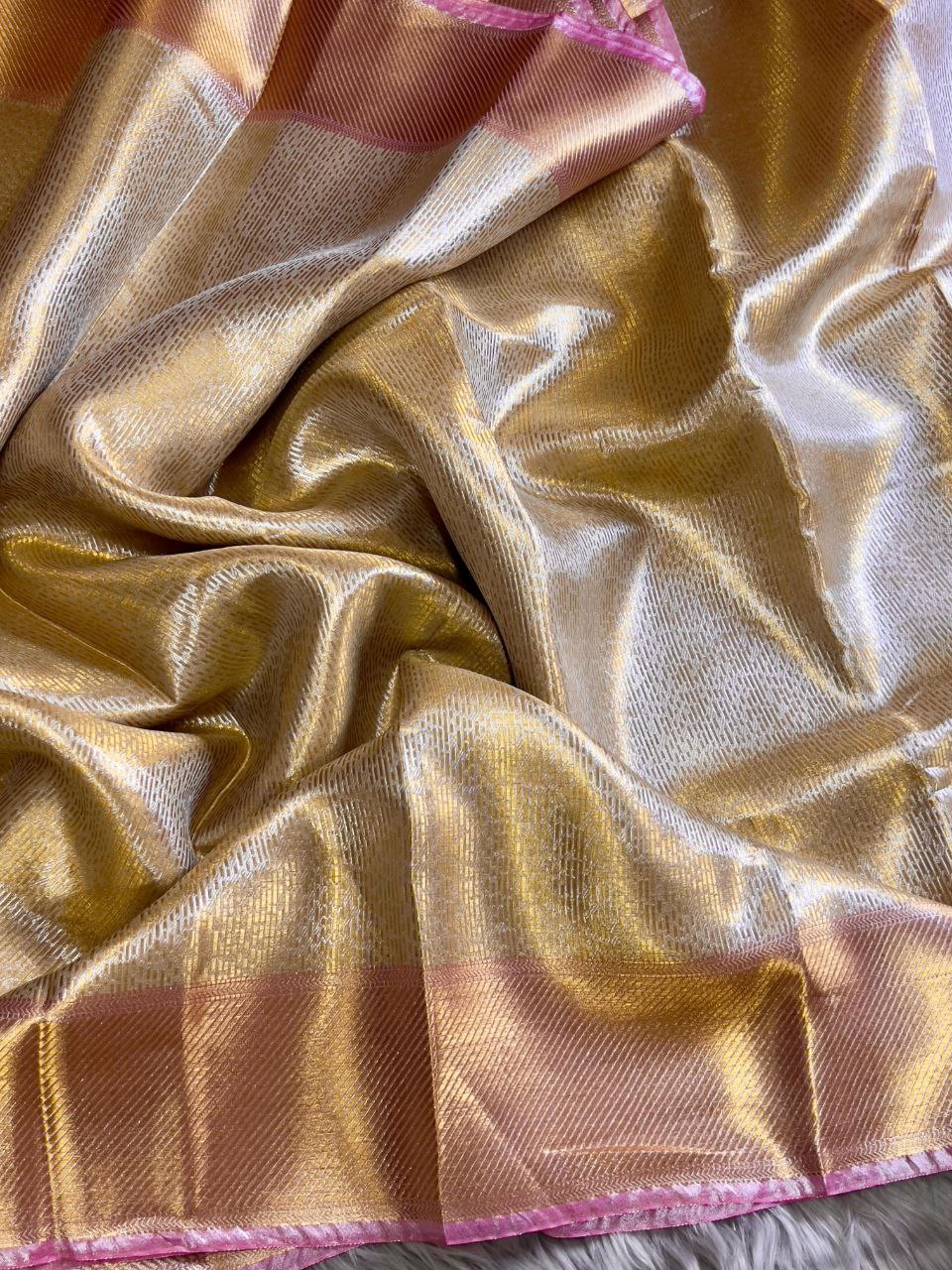 Banarasi Handloom Golden Tissue Zari Silk Saree