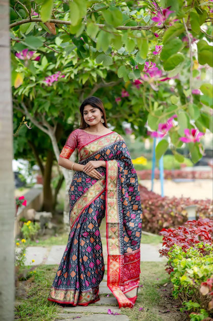 Black Banarasi Silk Patola Saree