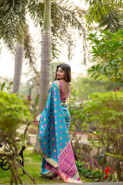 Blue Banarasi Silk Patola Saree