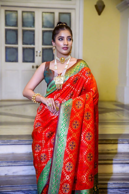 Red Banarasi Soft Silk Patola Saree