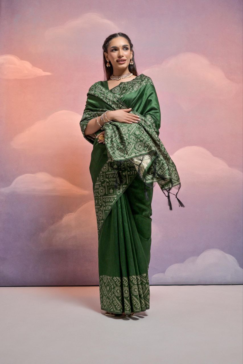 Green Banglori Handloom Raw Silk Saree