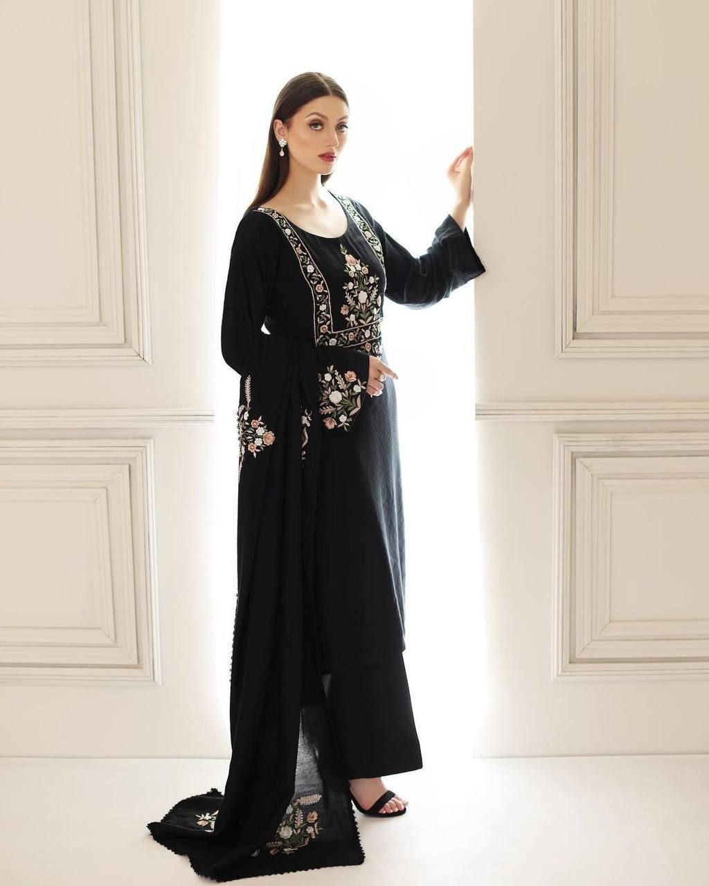 Black Designer Georgette Kurta Pant With Dupatta