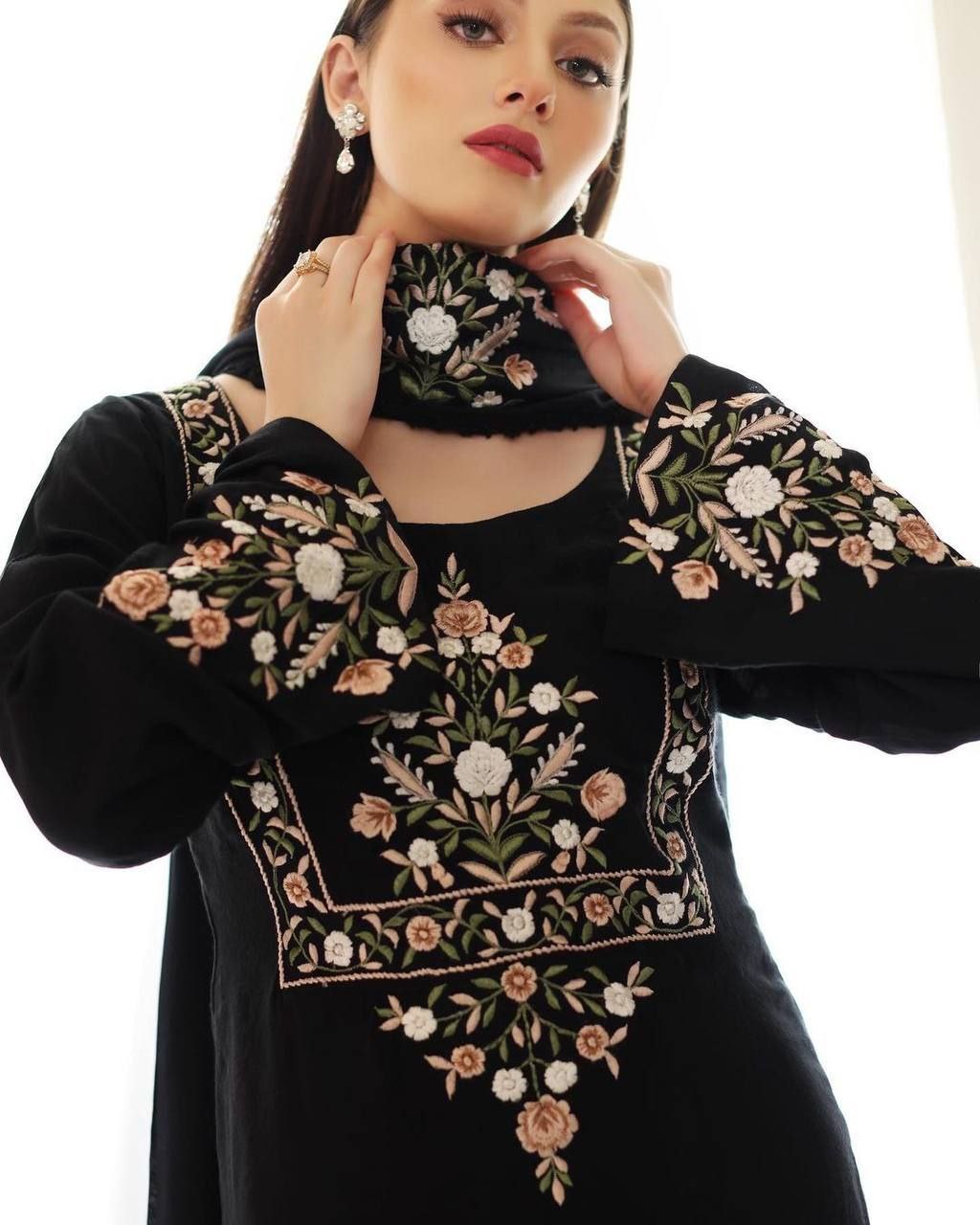 Black Designer Georgette Kurta Pant With Dupatta