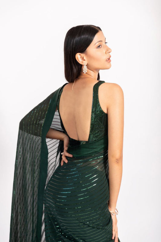 Green Designer Georgette Saree