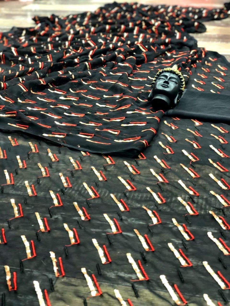 Black Designer Georgette Saree