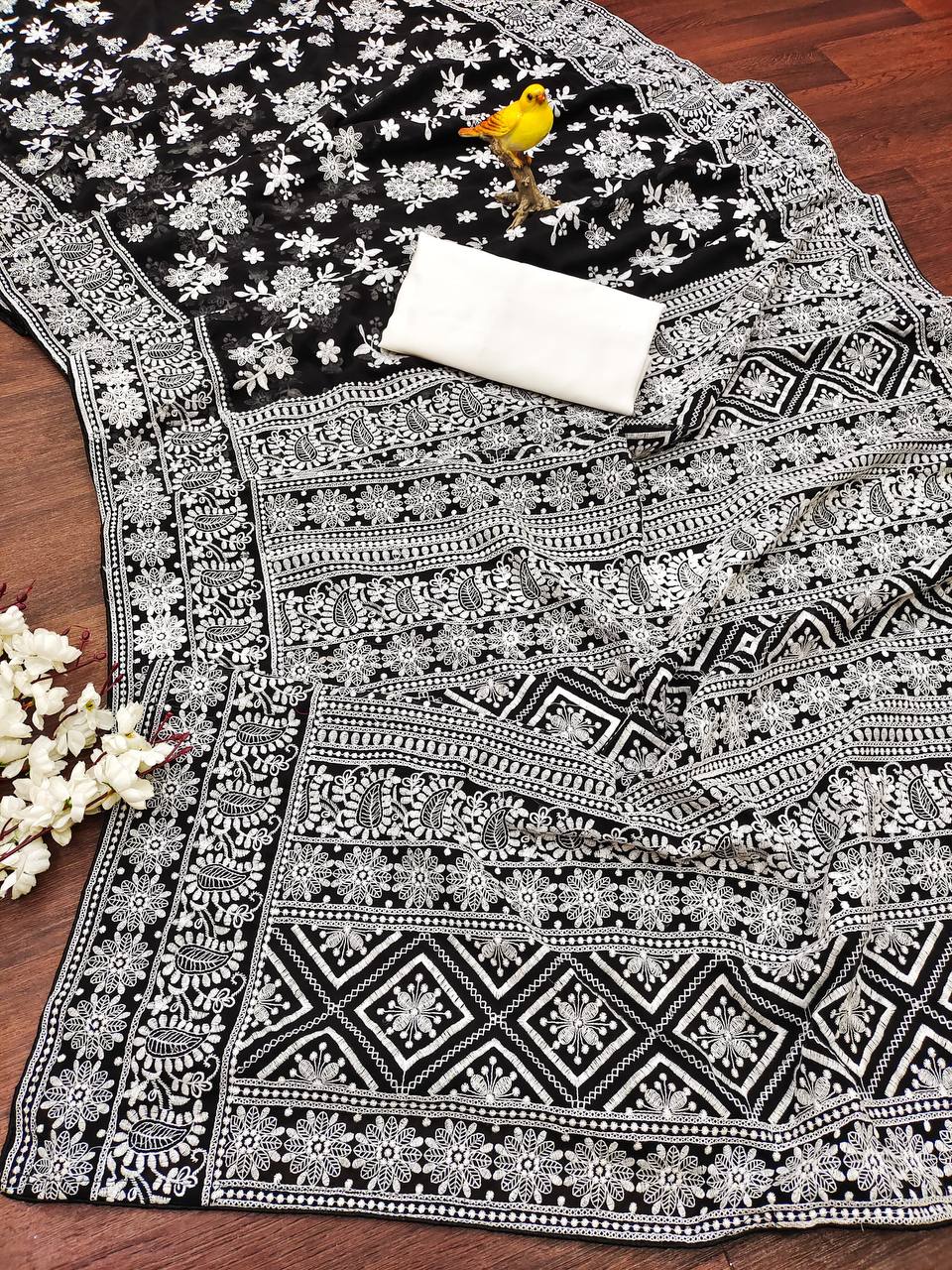 Black Designer Georgette Saree