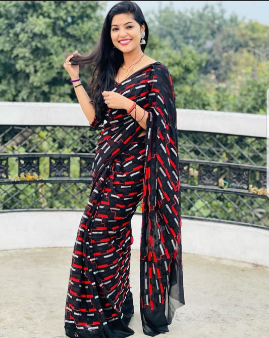 Black Designer Georgette Saree