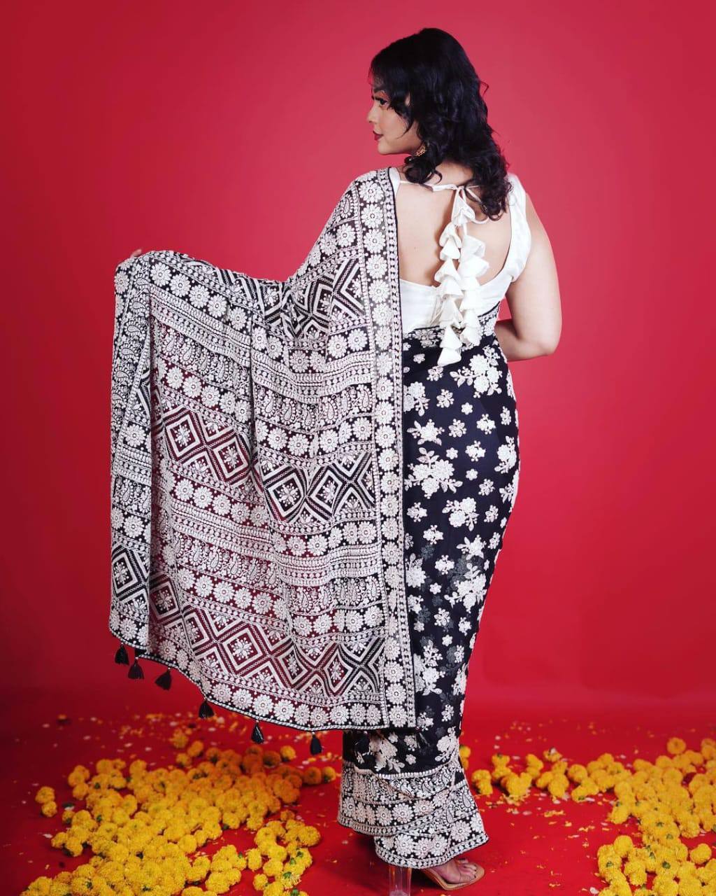 Black Designer Georgette Saree