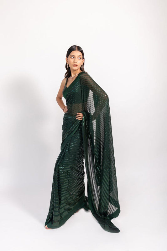 Green Designer Georgette Saree