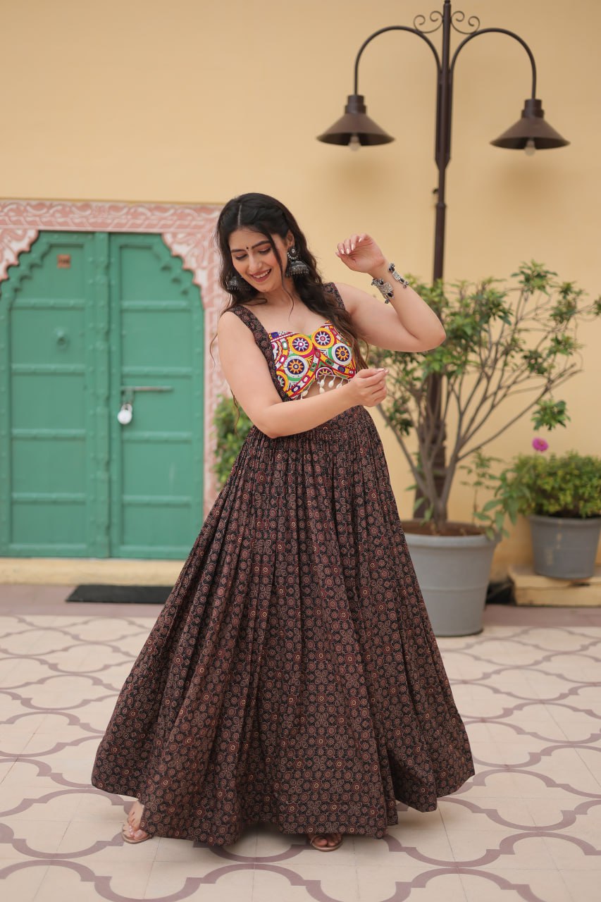 Black Designer Navaratri Wear Gown Dress