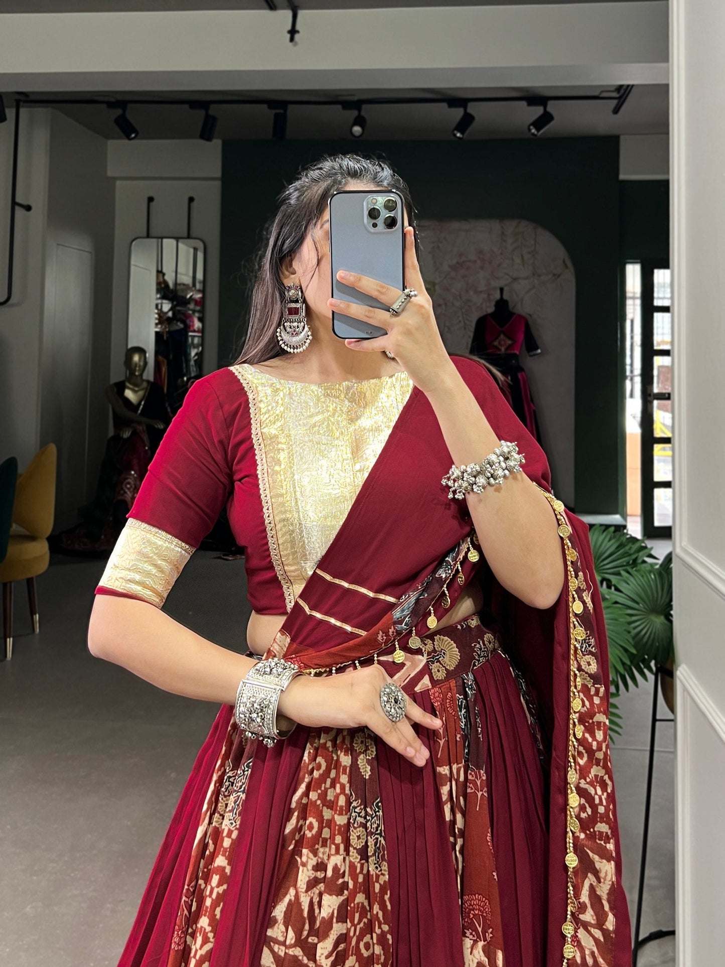 Maroon Designer Navaratri Wear Lehenga Choli