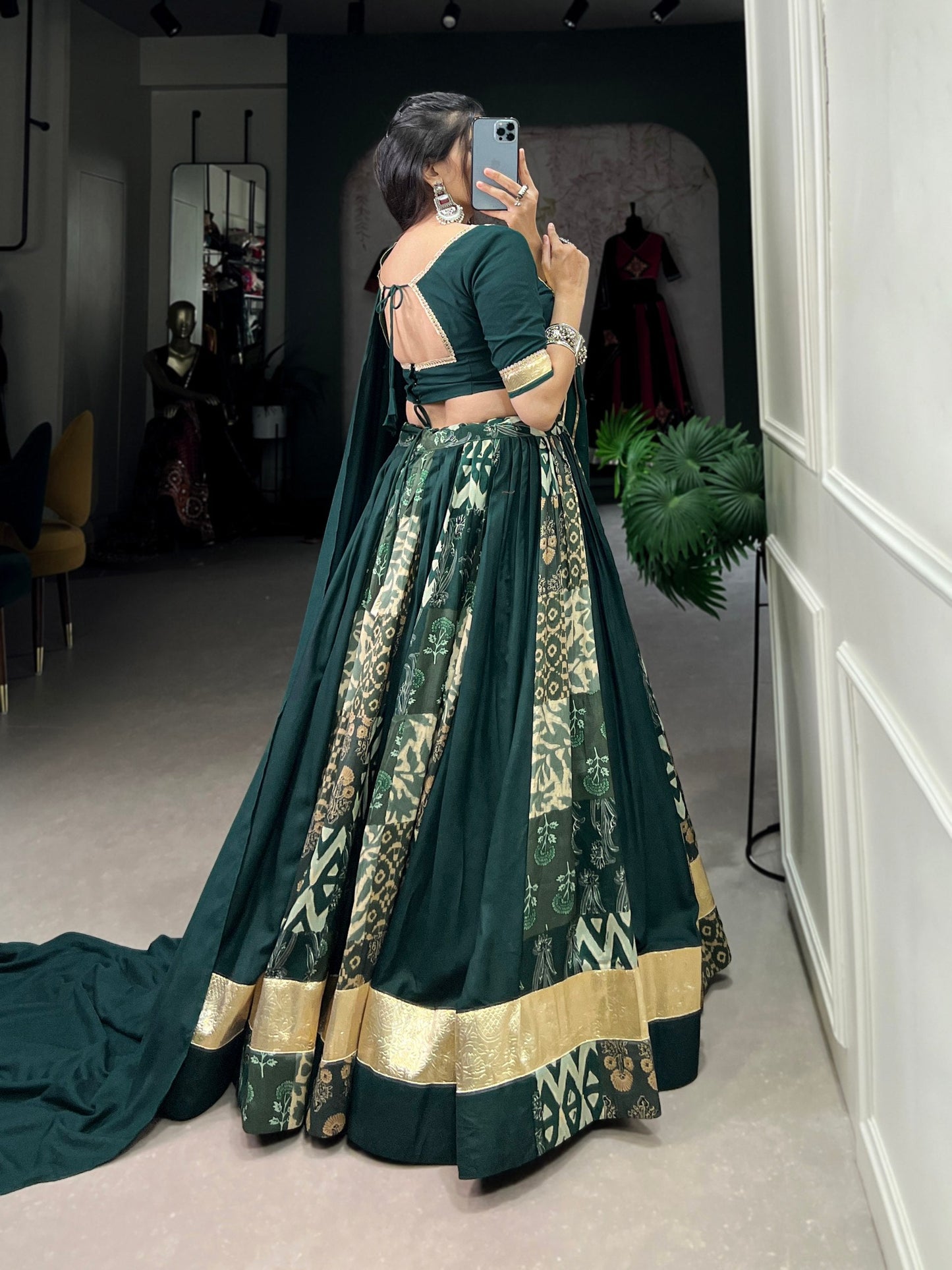 Green Designer Navaratri Wear Lehenga Choli