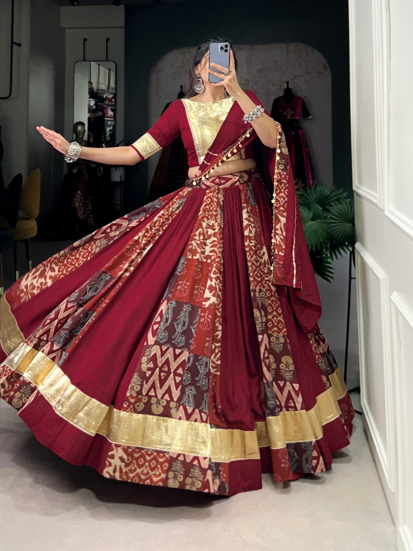 Maroon Designer Navaratri Wear Lehenga Choli