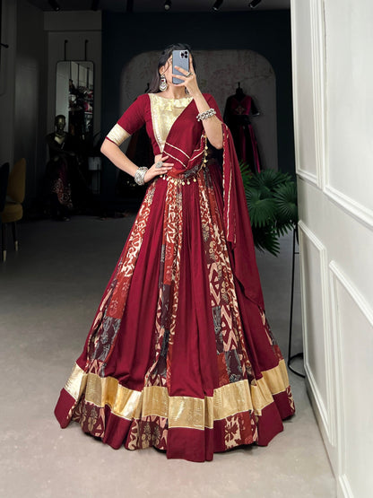 Maroon Designer Navaratri Wear Lehenga Choli