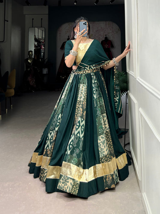 Green Designer Navaratri Wear Lehenga Choli