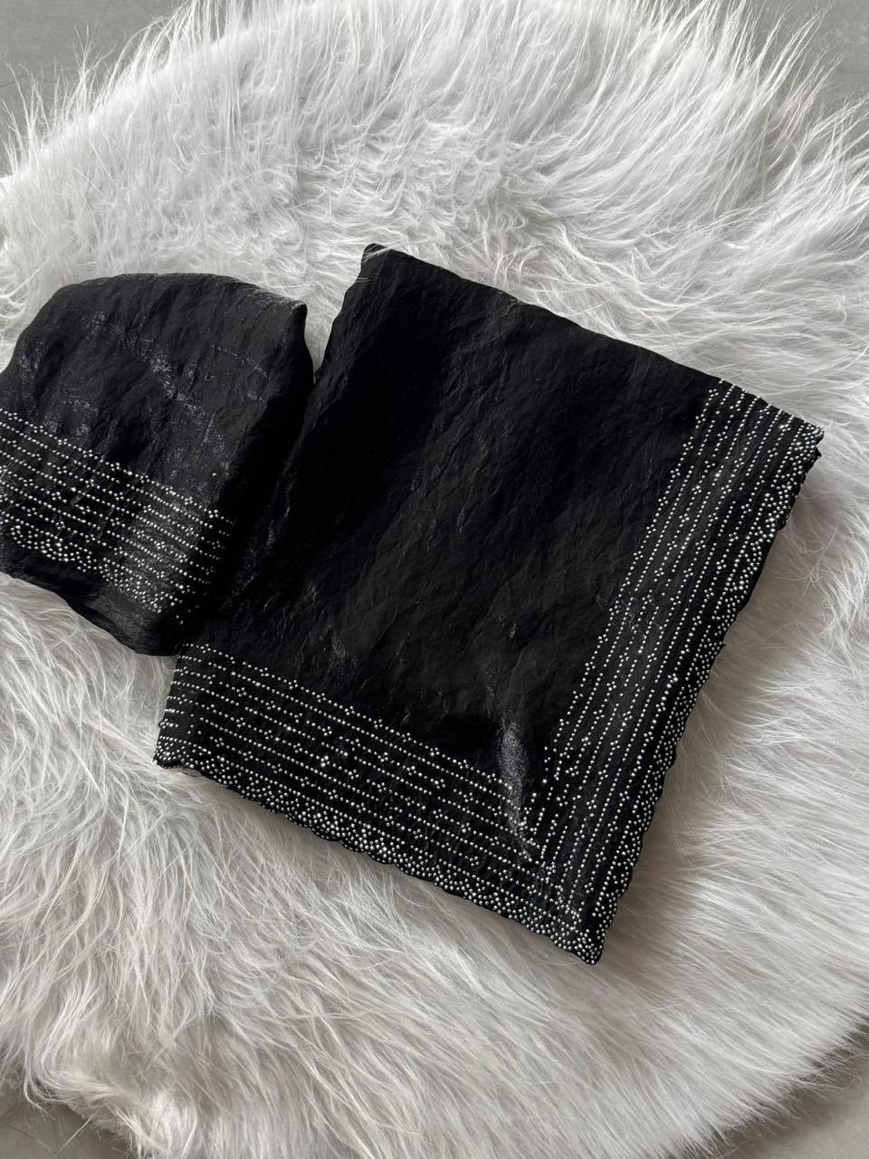 Black Designer Party Wear Space Silk Saree