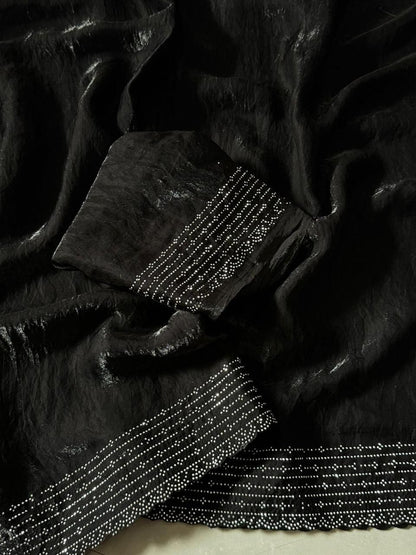 Black Designer Party Wear Space Silk Saree