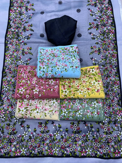 Sky Designer Soft Net Saree