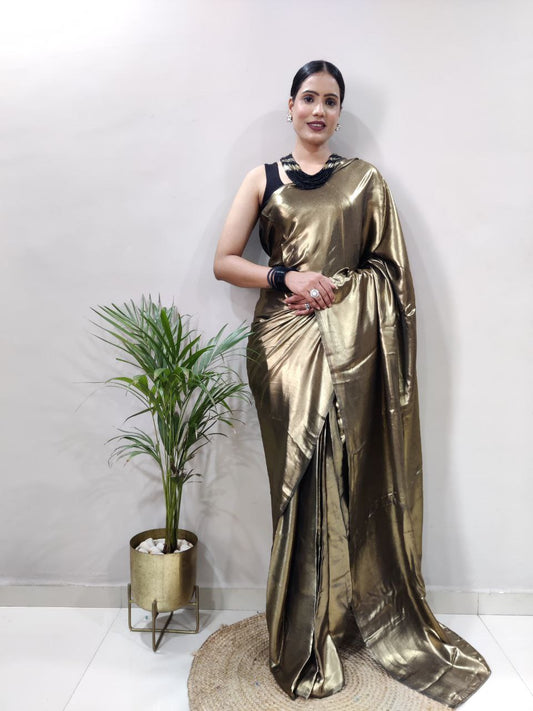 Black Golden Ready to Wear Shimmer Silk Saree