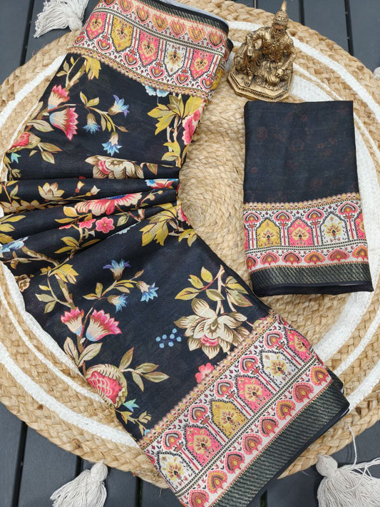 Black Mash Mellow Georgette Saree