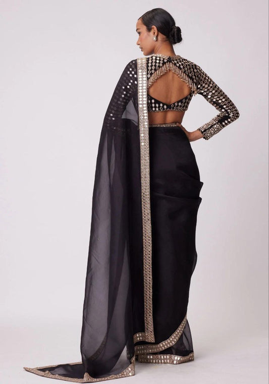 Black Party Wear Bollywood Rangoli Silk Saree | Clone Design