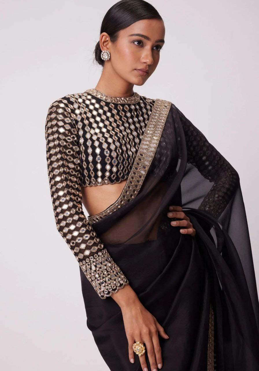 Black Party Wear Bollywood Rangoli Silk Saree | Clone Design