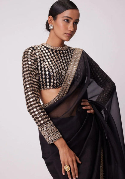 Black Party Wear Bollywood Rangoli Silk Saree | Clone Design