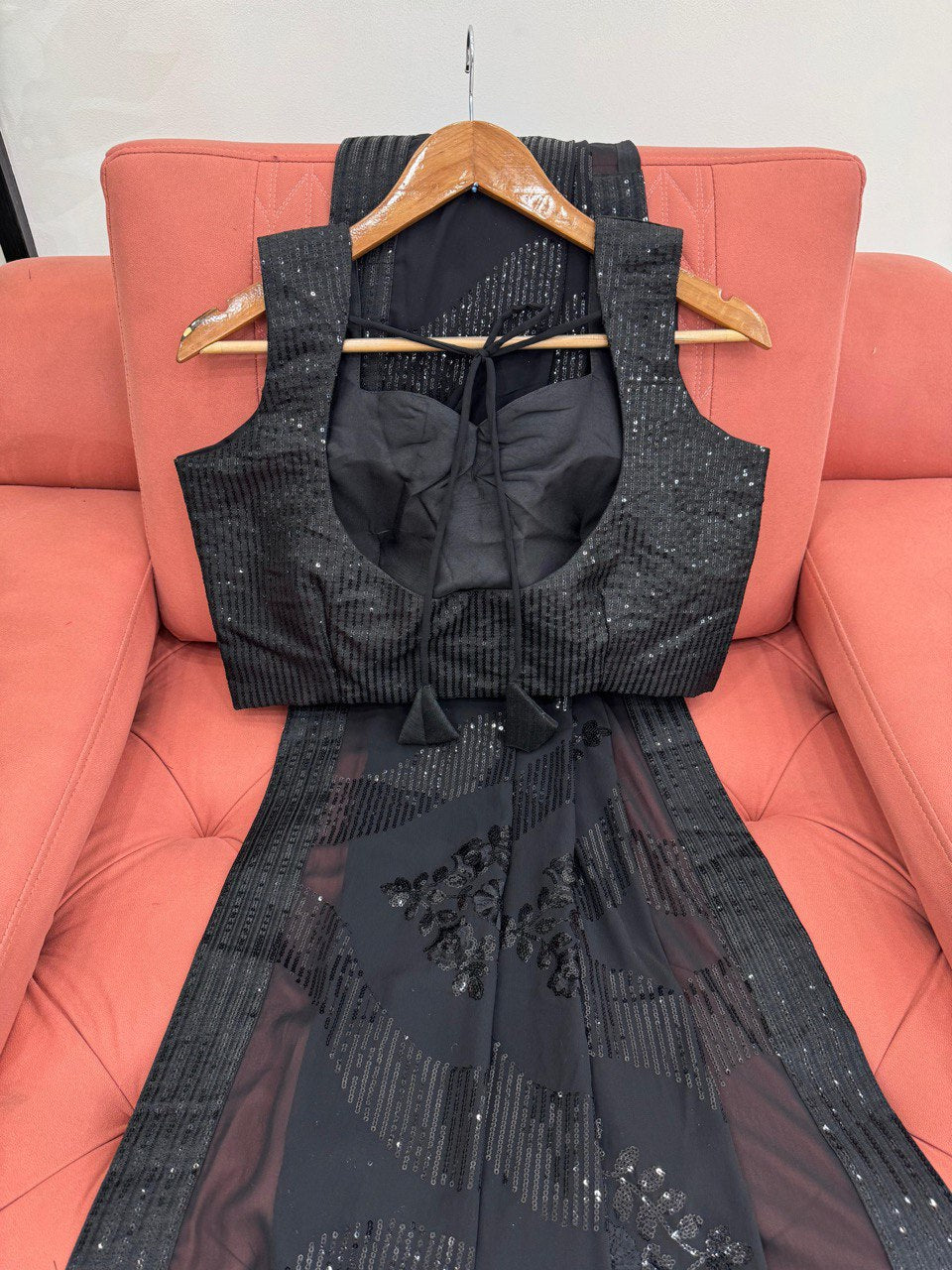 Black Party Wear Georgette Saree