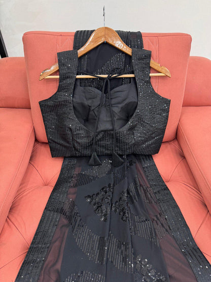 Black Party Wear Georgette Saree