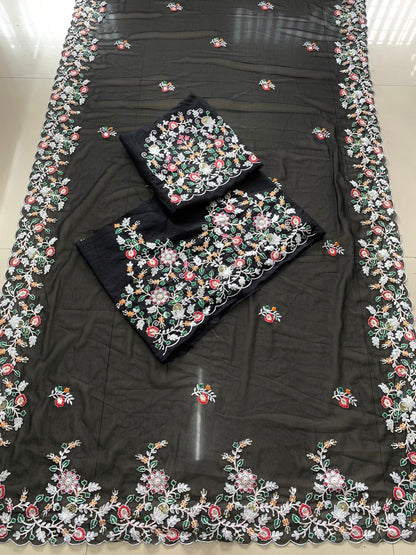 Black Party Wear Georgette Saree