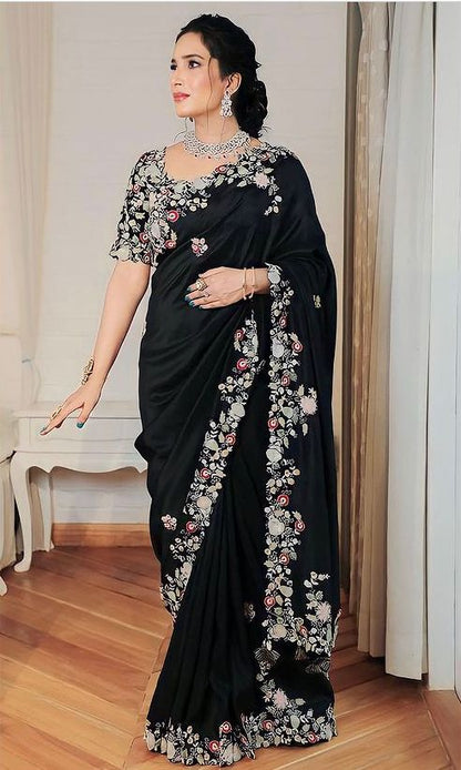 Black Party Wear Georgette Saree