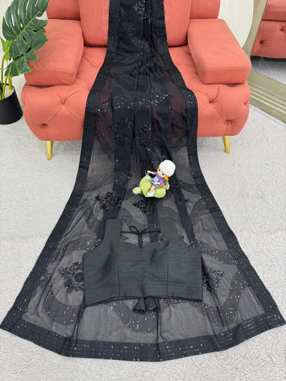 Black Party Wear Georgette Saree