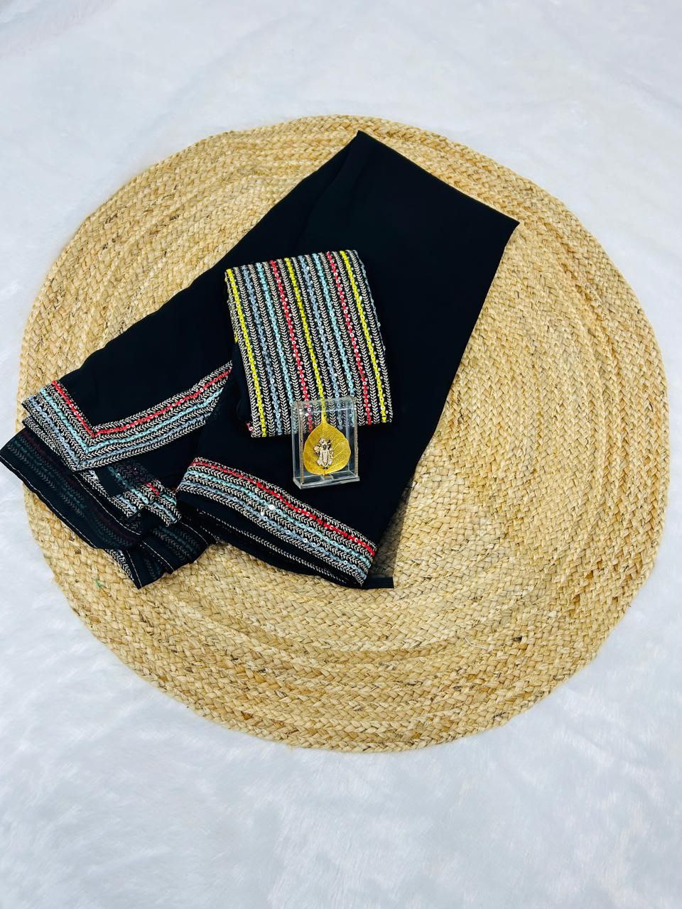 Black Party Wear Stylish Georgette Saree | Clone Design