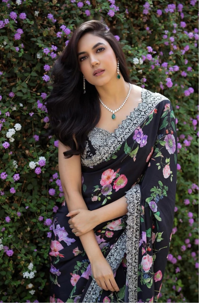 Black Party Wear Stylish Georgette Saree | Clone Design