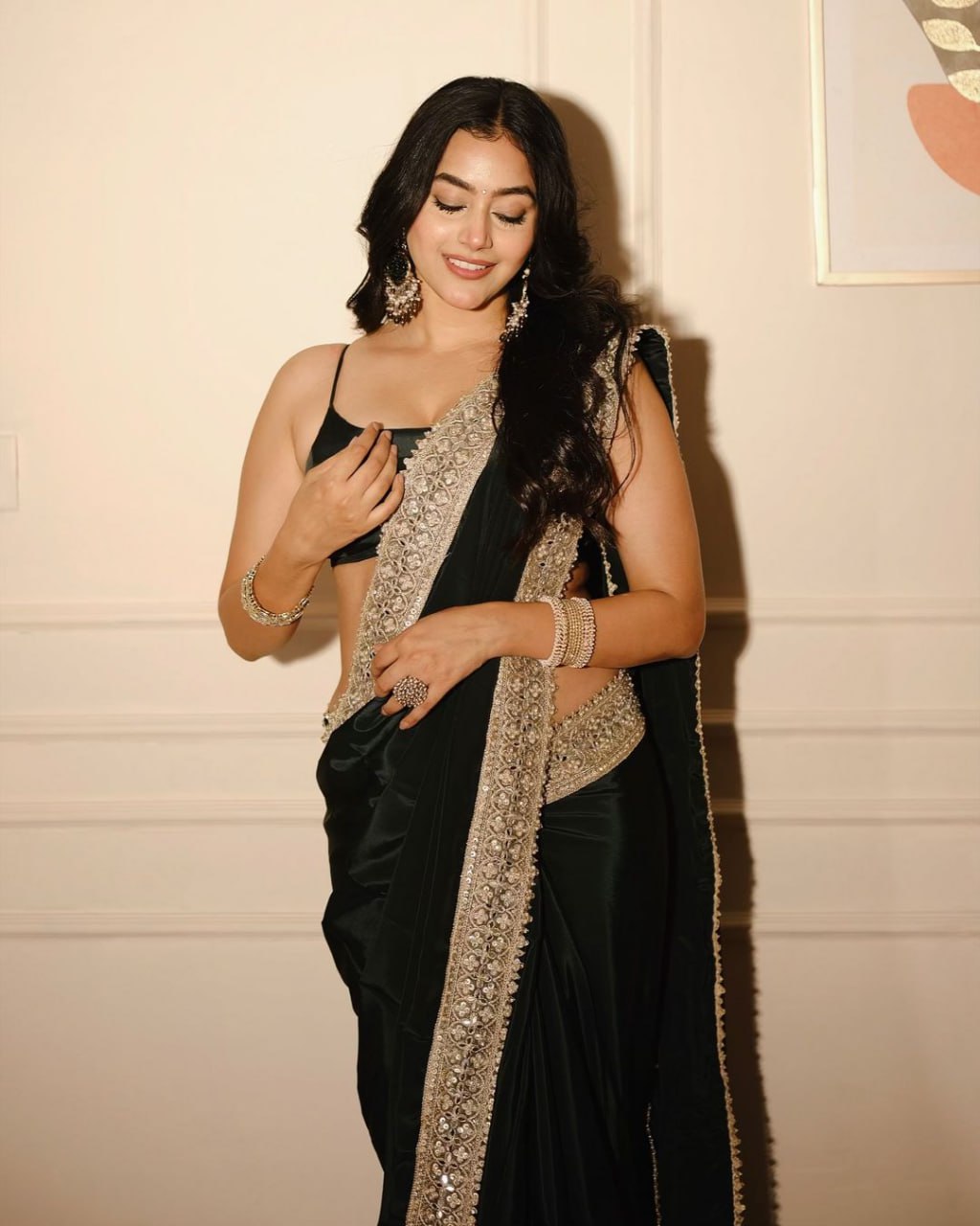 Black Party Wear Vichitra Silk Saree
