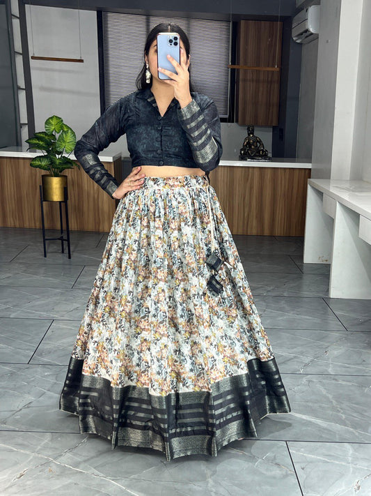 Black Printed Ethnic Silk Co-ord Set