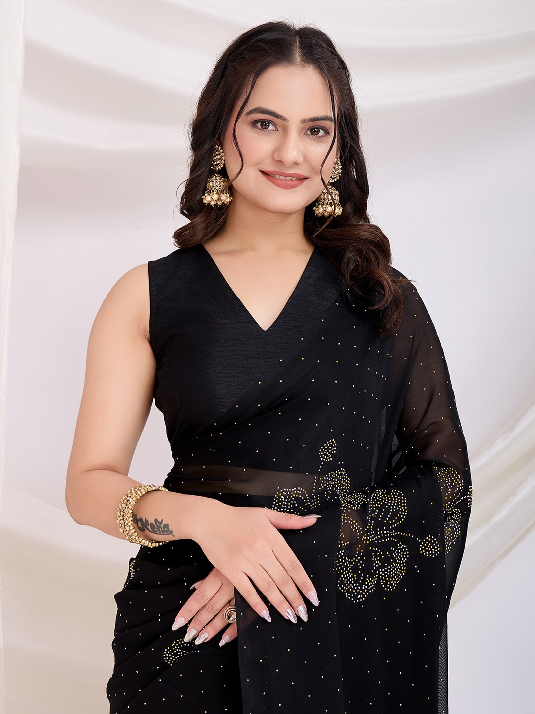 Black Ready To Wear Rangoli Silk Saree