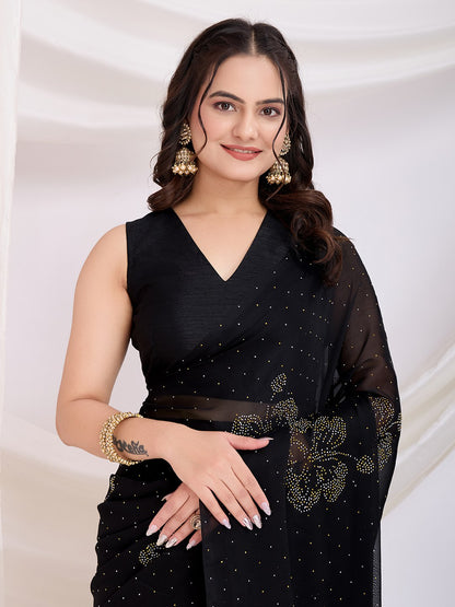 Black Ready To Wear Rangoli Silk Saree