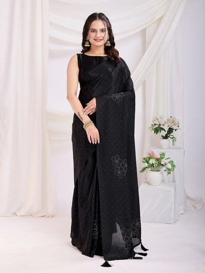 Black Ready To Wear Rangoli Silk Saree