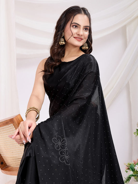 Black Ready To Wear Rangoli Silk Saree