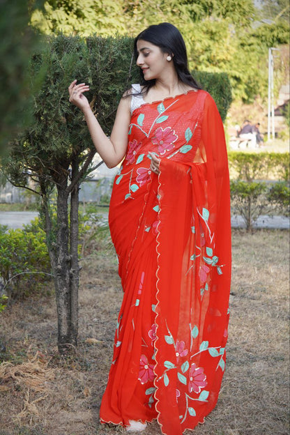 Designer Party Wear Georgette Saree
