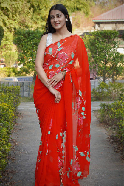 Designer Party Wear Georgette Saree