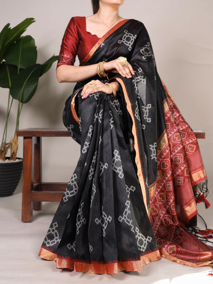 Black Traditional Jacquard Silk Saree