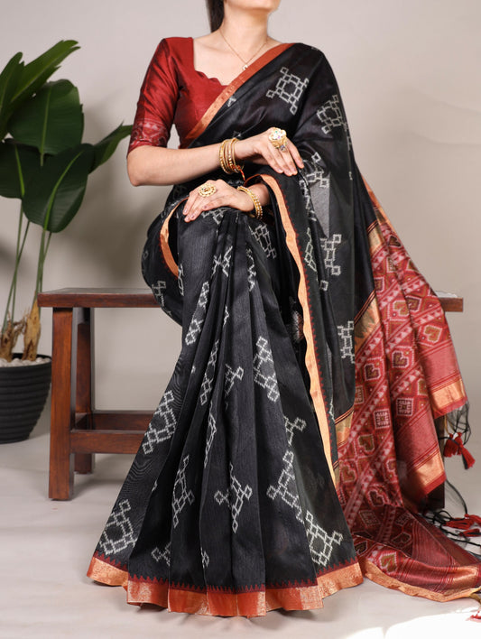 Black Traditional Jacquard Silk Saree