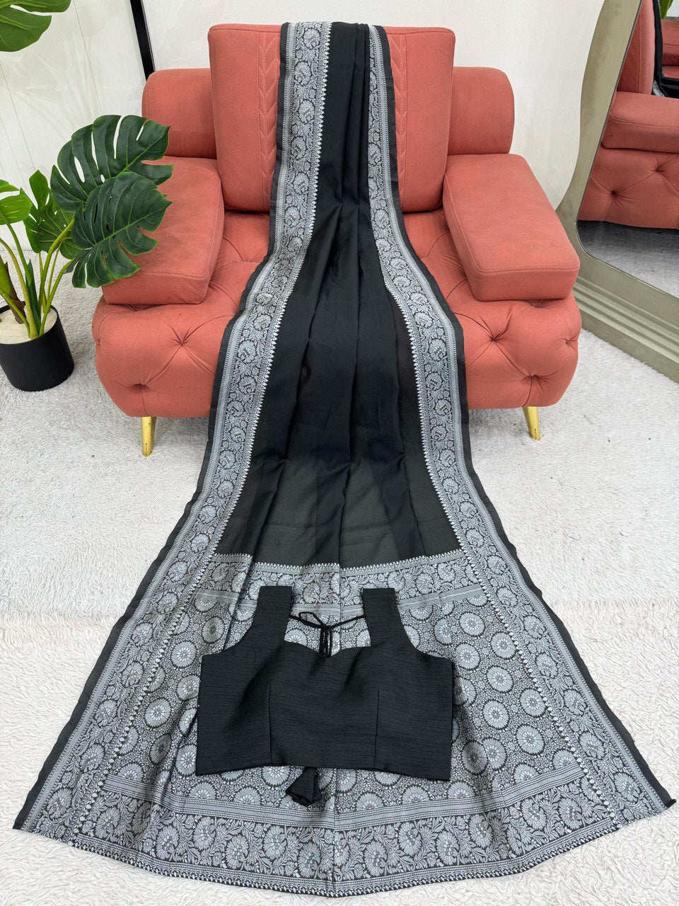 Black Wedding Wear Kota Silk Saree