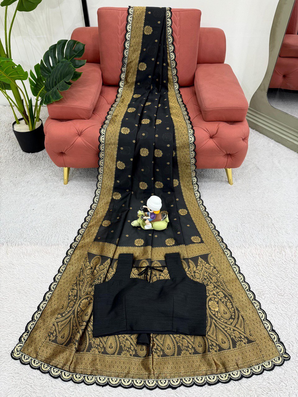 Black Wedding Wear Kota Silk Saree