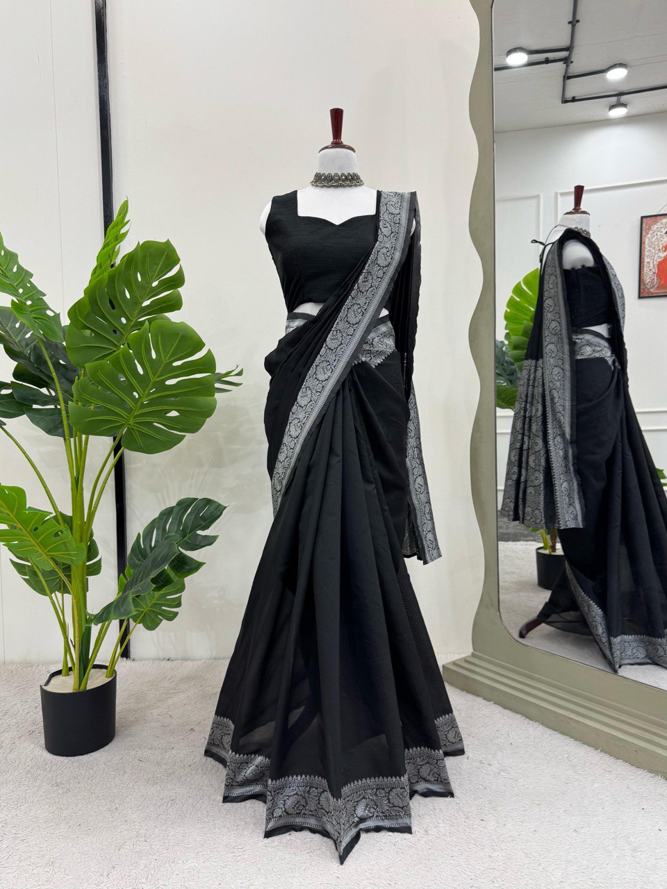 Black Wedding Wear Kota Silk Saree