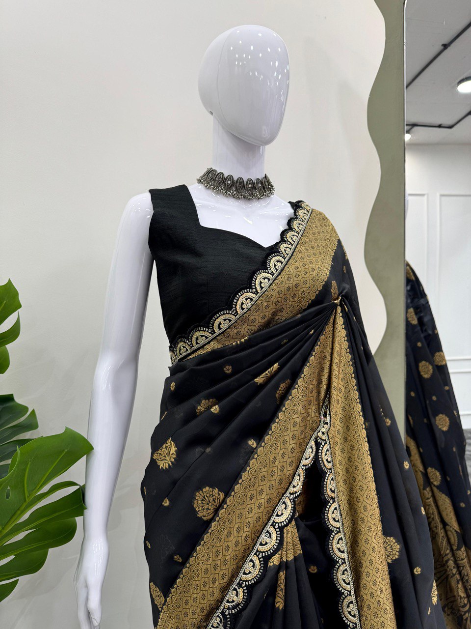 Black Wedding Wear Kota Silk Saree